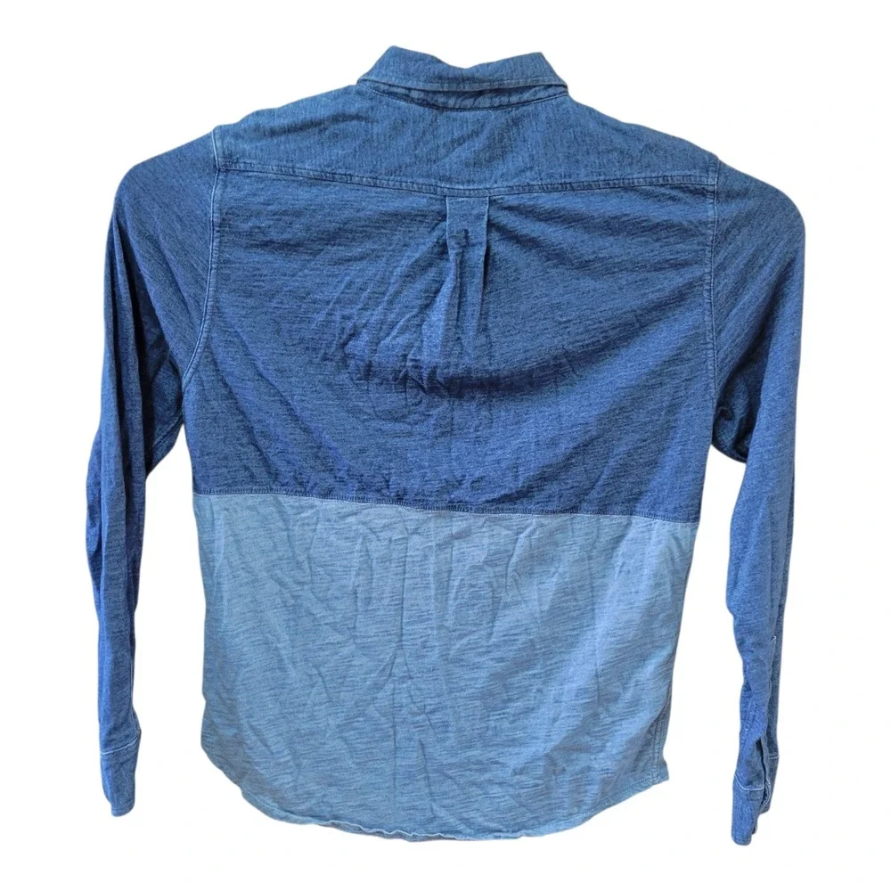 J. Crew Indigo Knit Goods Two Tone Long Sleeve Shirt Mens‎ Size M